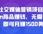 亚马逊社交媒体营销项目,推广Amazon商品赚钱,无需任何投资,即可月赚1500美元-第一资源库