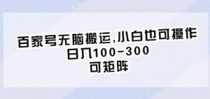 百家号无脑搬运,小白也可操作,日入100-300,可矩阵【仅揭秘】-第一资源库
