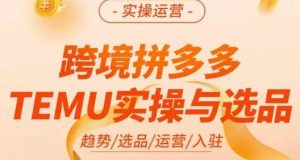 伍跃·跨境拼多多TEMU实操与选品,趋势/选品/运营/入住(27节完整)-第一资源库