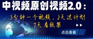 中视频原创视频2.0:3分钟一个视频,2天过计划,7天看效果【揭秘】-第一资源库
