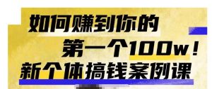 群响新个体钱搞案例库,可直以接抄作业的新体个搞钱案例库,如何赚到你的第一个100w-第一资源库