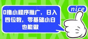0撸小程序推广,日入四位数,零基础小白也能做【揭秘】-第一资源库