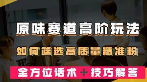 短视频原味赛道高阶玩法,如何筛选高质量精准粉?全方位话术+技巧解答【揭秘】-第一资源库