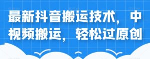 外卖598元的最新抖音搬运技术,中视频搬运,轻松过原创-第一资源库