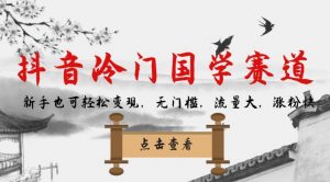 抖音冷门国学赛道,新手也可轻松变现,无门槛,流量大,涨粉快-第一资源库
