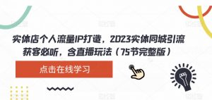 实体店个人流量IP打造,2023实体同城引流获客必听,含直播玩法(75节完整版)-第一资源库