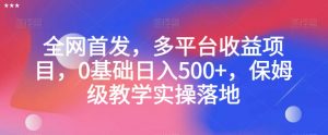 全网首发,多平台收益项目,0基础日入500+,保姆级教学实操落地【揭秘】-第一资源库