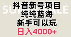 抖音蓝海赛道,必须是新账号,日入4000+【揭秘】-第一资源库