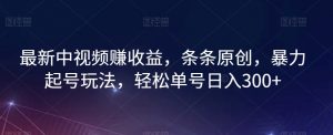 最新中视频赚收益,条条原创,暴力起号玩法,轻松单号日入300+【揭秘】-第一资源库