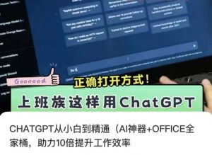CHATGPT从小白到精通,AI神器+OFFICE全家桶,助力10倍提升工作效率-第一资源库