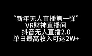 “新年无人直播第一弹“VR财神直播间,抖音无人直播2.0,单日最高收入可达2W+【揭秘】-第一资源库