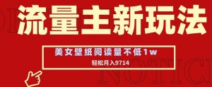 流量主新玩法,美女壁纸和头像,阅读量不低于1w,月入9741【揭秘】-第一资源库