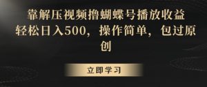 靠解压视频撸蝴蝶号播放收益,轻松日入500,操作简单,包过原创【揭秘】-第一资源库